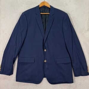J Crew Thompson Navy Blue Cotton Sport Coat Blazer Men 44R Casual Preppy Stretch
